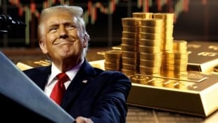 Trumps Handelskrieg macht Gold für Anleger attraktiv. (Bild: Krone KREATIV/APA/Getty images, Stock Adobe/Michael)