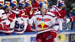 Trraf mit seinem zweitem Play-off-Tor zum Salzburger 3:2-Sieg in Bozen. (Bild: GEPA)