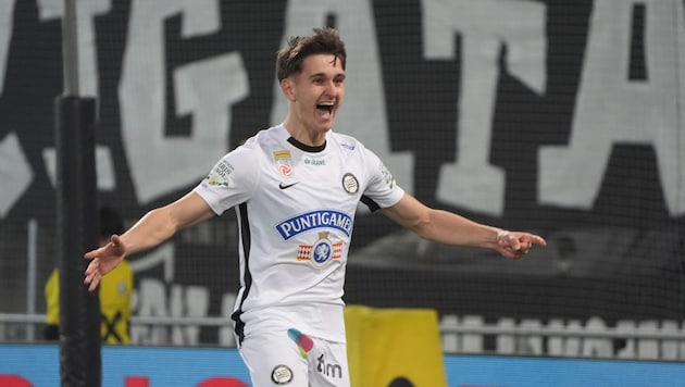 Jubel bei Leon Grgic nach dem Tor gegen Rapid.