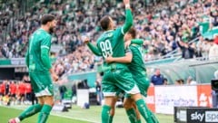 Grenzenloser Jubel in Grün-Weiß: Rapid setzte sich die Wien-Krone auf. (Bild: APA/MAX SLOVENCIK)