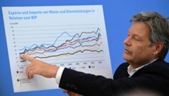 Robert Habeck bei der Präsentation der Konjunkturprognose. (Bild: AFP/TOBIAS SCHWARZ)