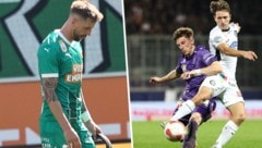 Rapids Guido Burgstaller und Sturm-Angreifer William Böving müssen zuschauen (Bild: Krone KREATIV/GEPA pictures)