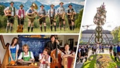 Ein reichhaltiges Veranstaltungsprogramm erwartet die Oberösterreicher am Wochenende. (Bild: Krone KREATIV/Familienmusik Eder-Hutter, Christoph Lenzenweger, Tegernseer Tanzlmusi)