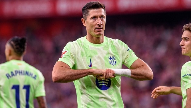 Robert Lewandowski traf doppelt. (Bild: EPA/Javier Zorrilla)